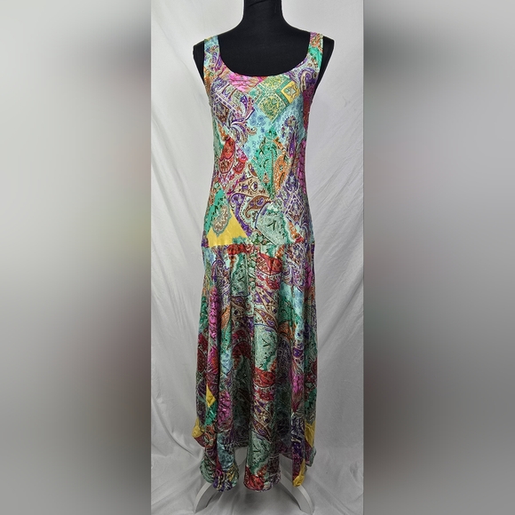 Sundance Dresses & Skirts - Sundance Patchwork Silk Bohemian Festive Women's Sleeveless Maxi Dress sz S
